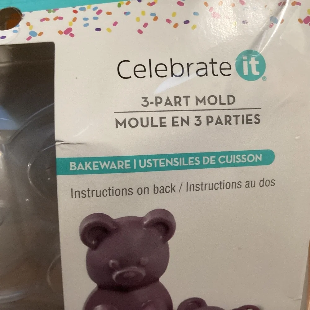 Celebrate It 3-part Mold Bakeware Bear Shape New